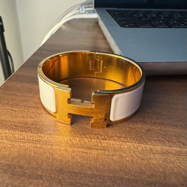 에르메스 클릭클락 클릭아슈 팔찌 화이트/골드 PM 이미지