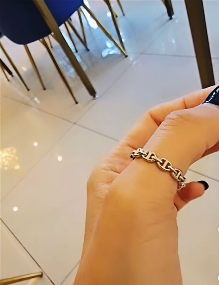 [새제품] 18k 에르 샹달 링크 체인 반지 리얼화골--2