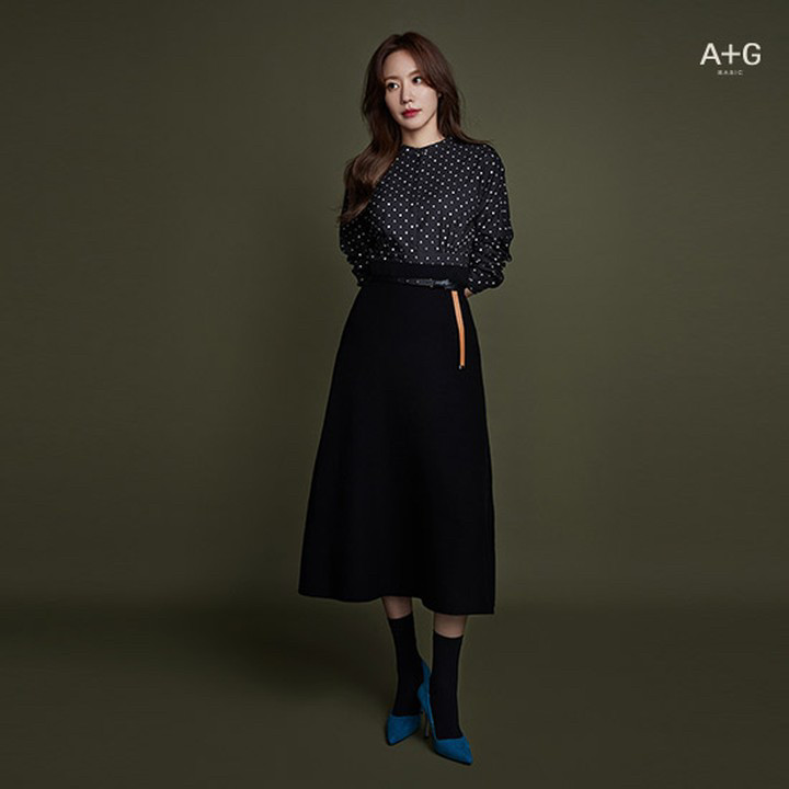 [M(66)] 울 100 홀가먼트 니트 스커트 블랙 이미지