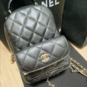 샤넬 AP3753 크루즈 퀼팅 백팩 캐비어 블랙 새상품