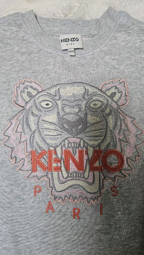 KENZO 키즈 타이거 자수 맨투맨 그레이 12a--2