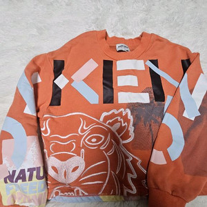 KENZO 겐조 키즈 크롭 오렌지색 타이거 맨투맨 12a