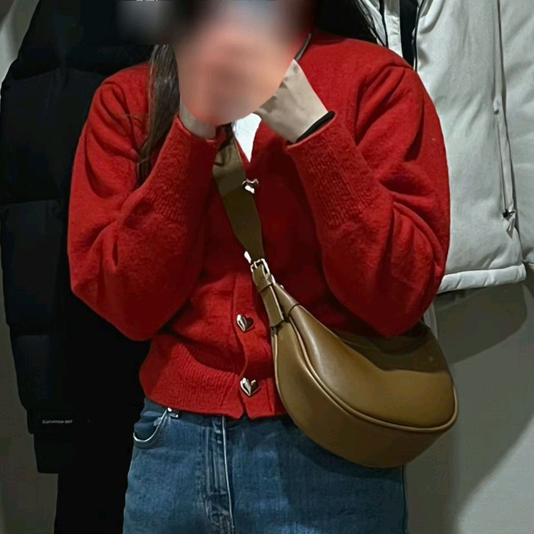 에잇세컨즈 레드 가디건 M--2