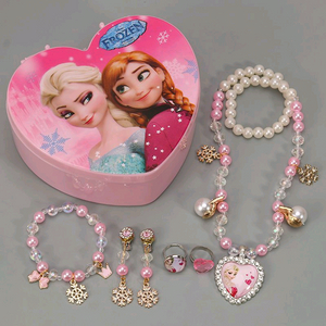 여아용 진주 목걸이 팔찌 귀걸이 세트