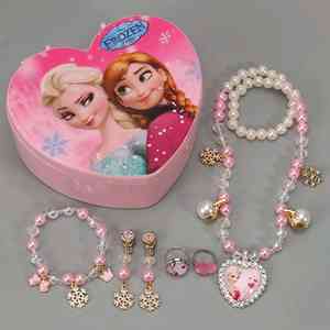 여아용 진주 목걸이 팔찌 귀걸이 세트