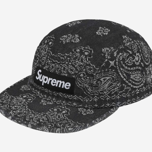 슈프림 반다나 자카드 데님 캠프캡 블랙