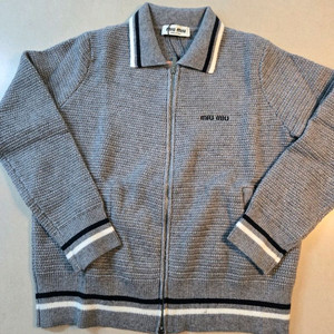 미우미우 니트 집업 가디건 그레이