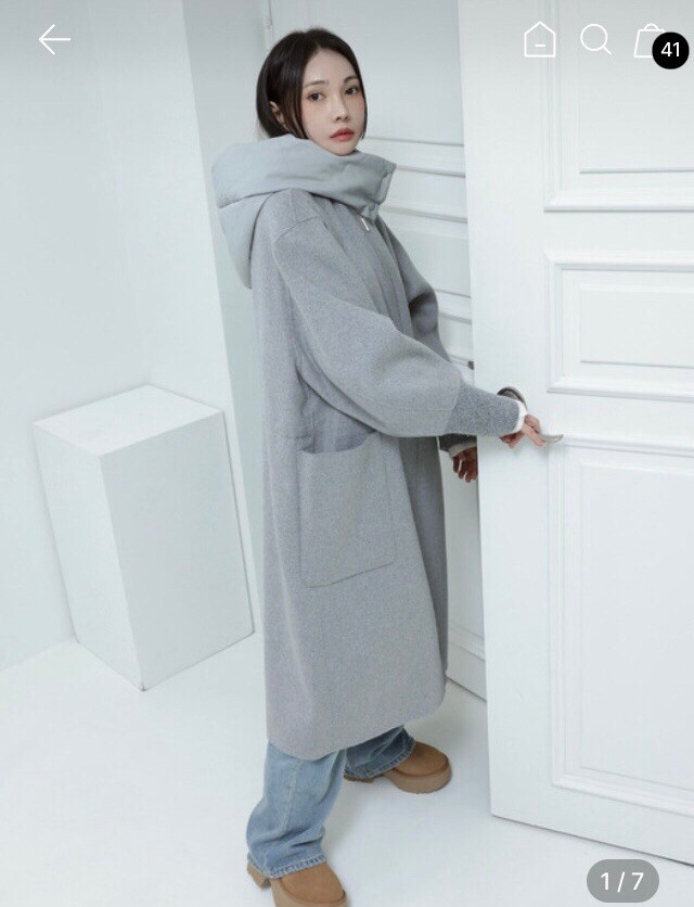 (새상품) 하시에 핸드메이드 캐시미어 코트--1