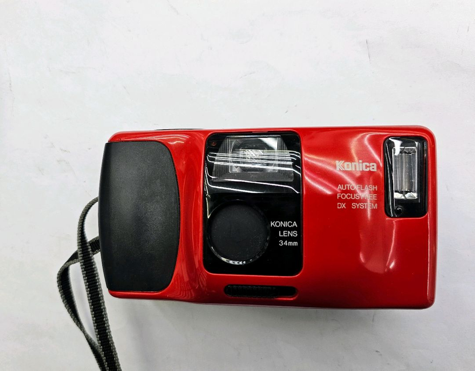 코니카 Konica 자동 필름 카메라 레드 이미지