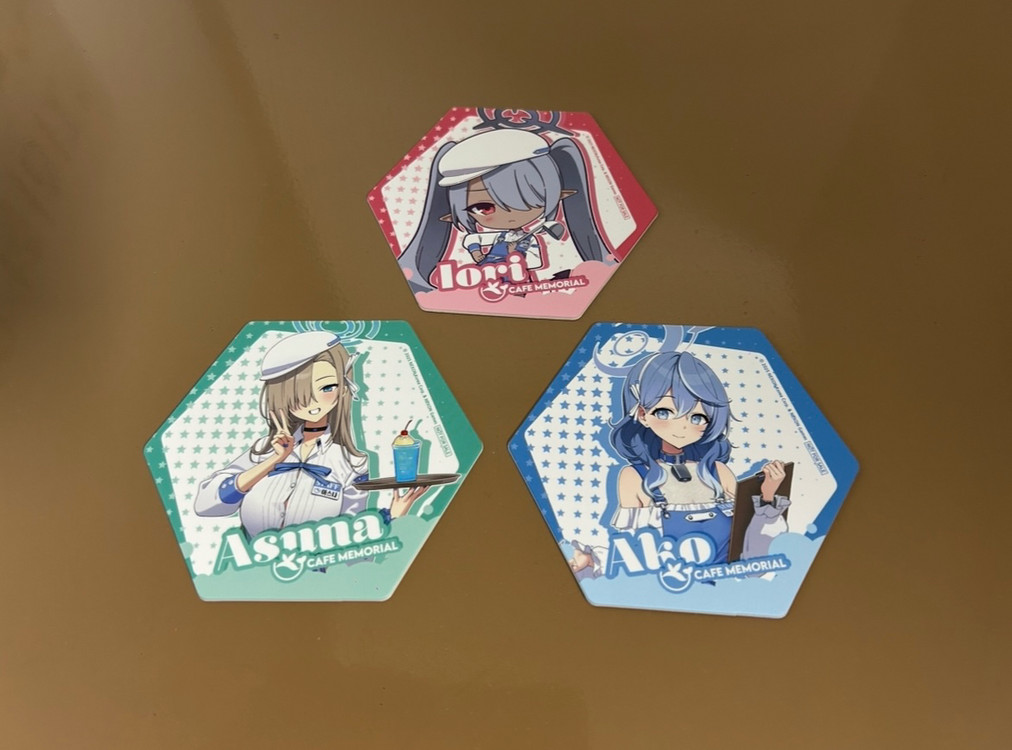 블루아카이브 카페메모리얼 코스터 4종 미사용 새상품--1