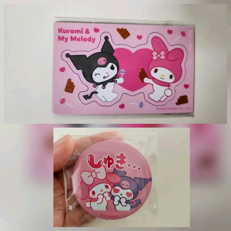 산리오 쿠로마 마이멜로디 마그넷,뱃지 세트 세븐일레븐 한정 발렌타인 이미지