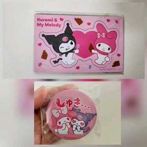 산리오 쿠로마 마이멜로디 마그넷,뱃지 세트 세븐일레븐 한정 발렌타인 이미지