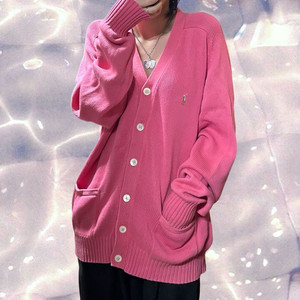 폴로 랄프로렌 오버핏 포켓 니트 가디건 핑크 100 L 이미지