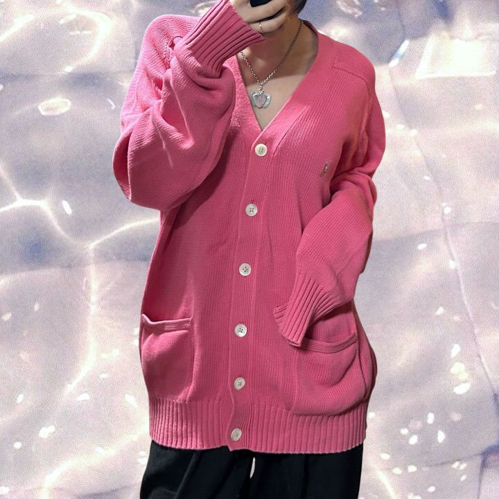 폴로 랄프로렌 오버핏 포켓 니트 가디건 핑크 100 L 이미지