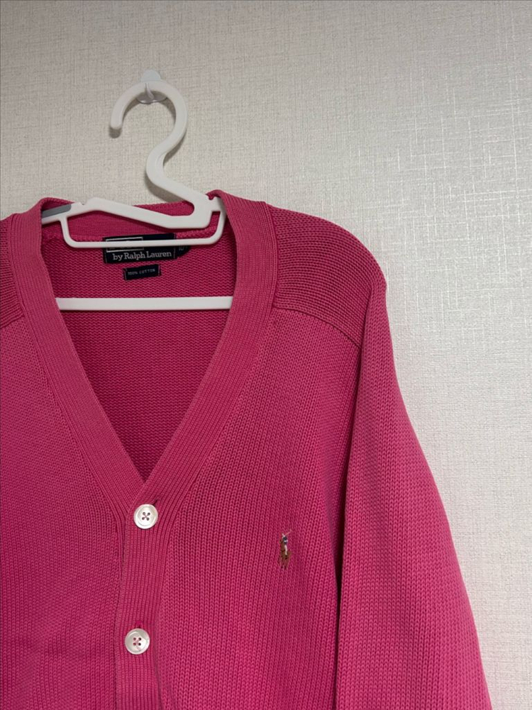 폴로 랄프로렌 오버핏 포켓 니트 가디건 핑크 100 L 이미지