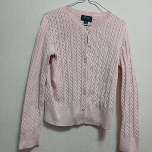 폴로 키즈 여아 핑크 꽈배기 가디건 사이즈 M(8-10)