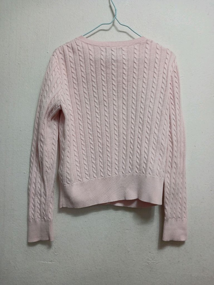 폴로 키즈 여아 핑크 꽈배기 가디건 사이즈 M(8-10)--1