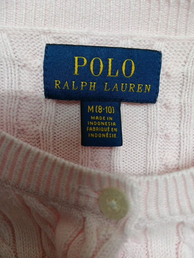 폴로 키즈 여아 핑크 꽈배기 가디건 사이즈 M(8-10)--2