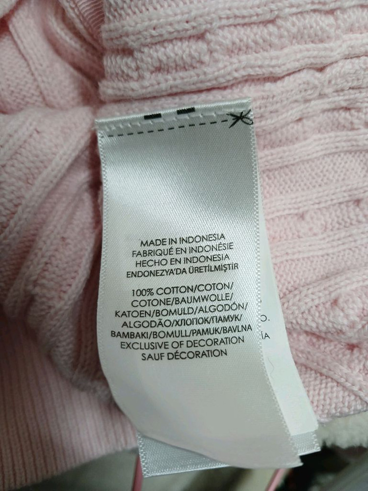 폴로 키즈 여아 핑크 꽈배기 가디건 사이즈 M(8-10)--3