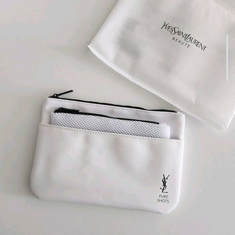 입생로랑 뷰티 정품 화이트 파우치 +입생로랑 메쉬 파우치 세트--1