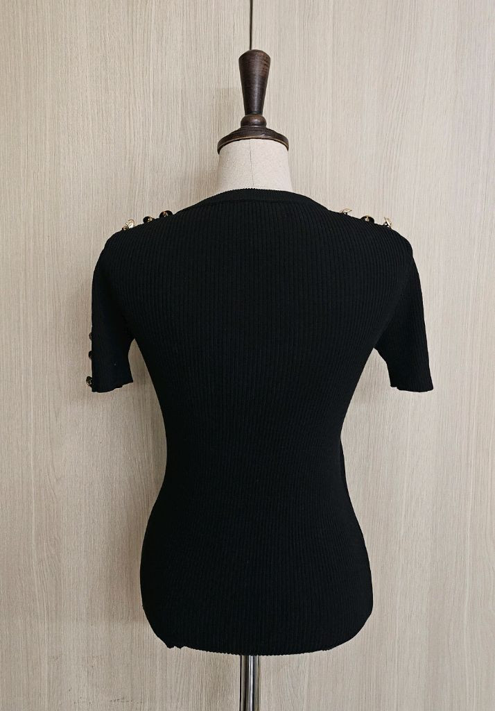 금장 버튼 디테일 브이넥 골지 니트 (슬림핏)free--7