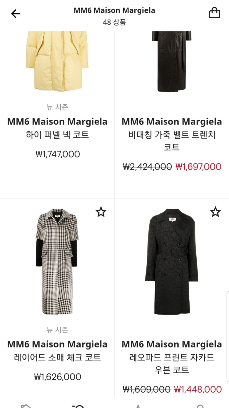 루나에비뉴7 MM6 메종 마르지엘라 절개 체크 코트 이미지