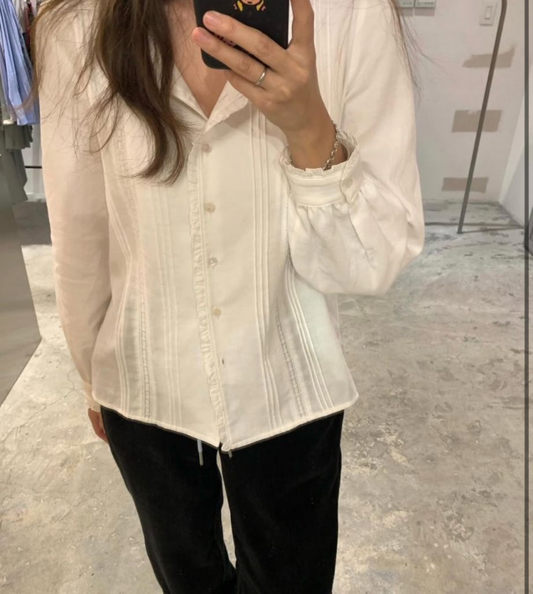 택포) 타낫 pepit cotton frill blouse 페핏 프릴 블라우스--1