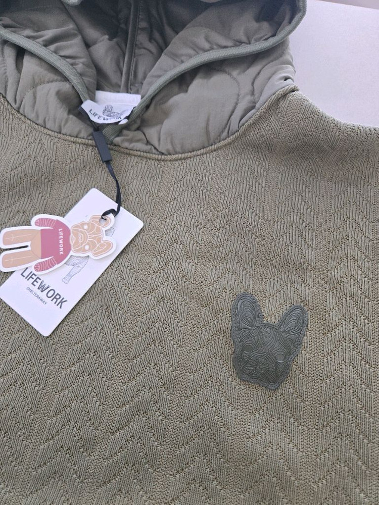 라이프워크 블랙 퀼팅 후드티 M사이즈 새상품--3