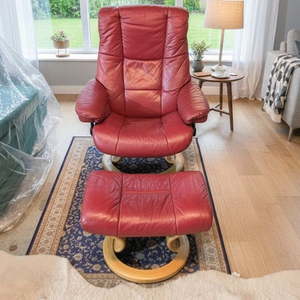 스트레스리스 메이페어 클래식 전체 천연가죽 1인 리클라이너 소파쇼파+스툴