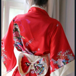 3종*기모노 레드 코스프레 가운 의상,티팬티,허리띠 55~88 이미지