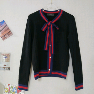 샤틴 케이블 리본 니트가디건
