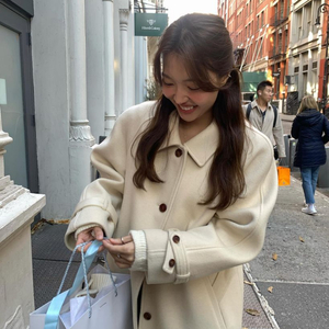 타낫 래글런 캐시미어 롱코트 아이보리