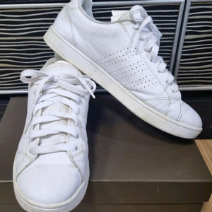 아디다스 네오 어드벤티지 클린 레더 화이트 스니커즈