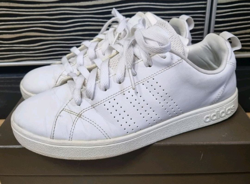 아디다스 네오 어드벤티지 클린 레더 화이트 스니커즈--1