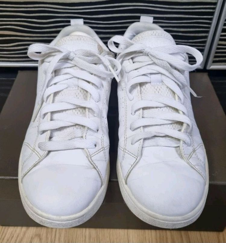 아디다스 네오 어드벤티지 클린 레더 화이트 스니커즈--2