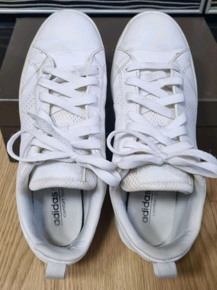 아디다스 네오 어드벤티지 클린 레더 화이트 스니커즈--6