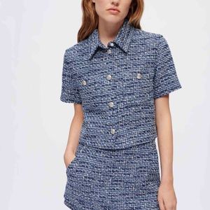 마쥬 COLLY 블루 트위드자켓 반팔트위드자켓 새상품 1사이즈