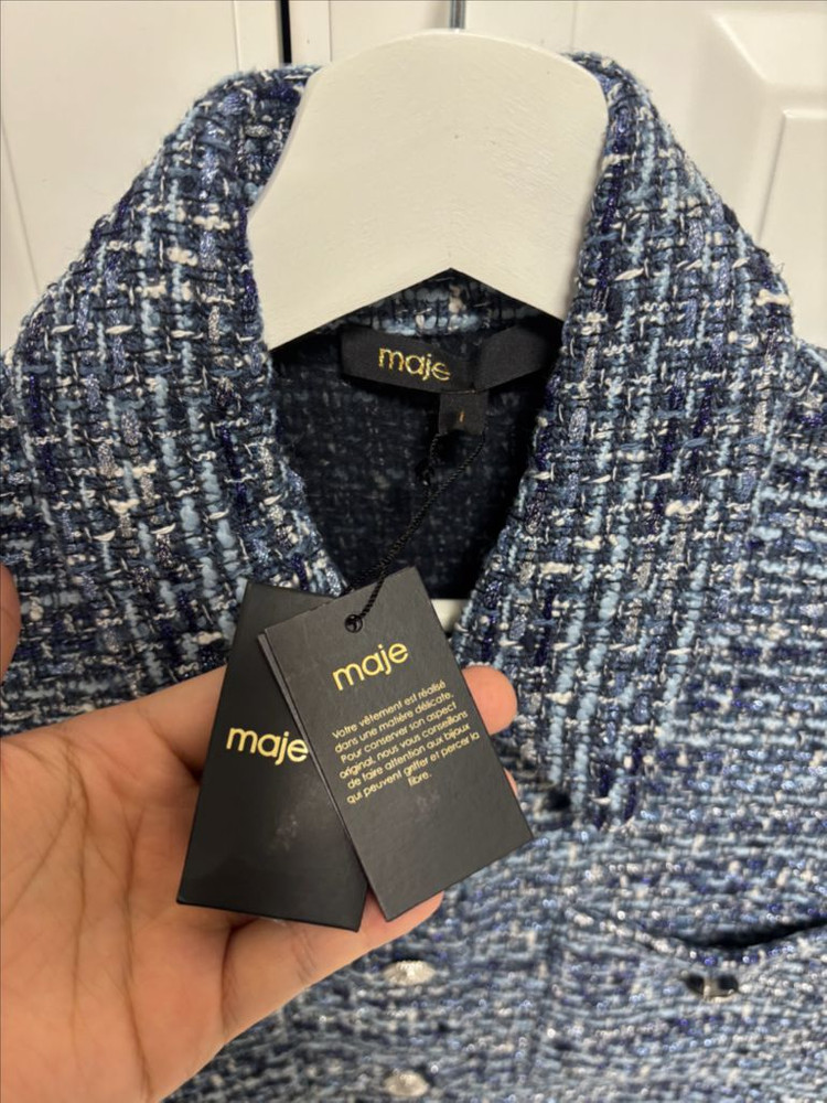 마쥬 COLLY 블루 트위드자켓 반팔트위드자켓 새상품 1사이즈--3