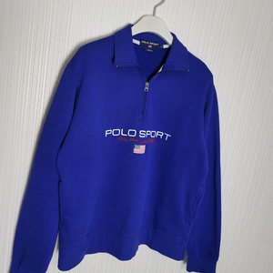 100_폴로 스포츠 하프집업 맨투맨 티셔츠 블루
