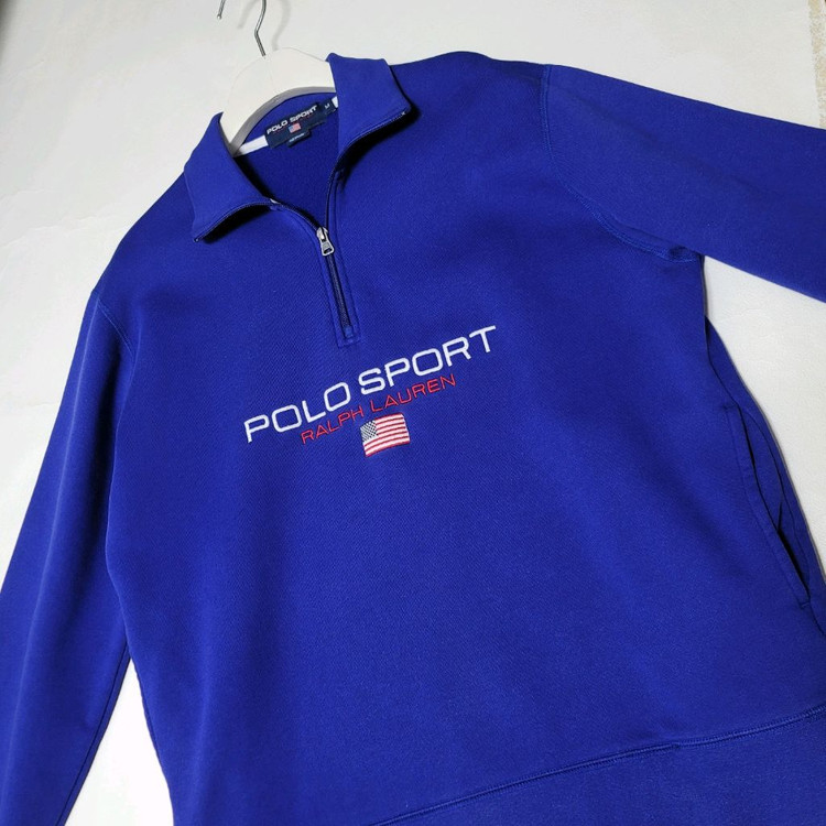 100_폴로 스포츠 하프집업 맨투맨 티셔츠 블루--4