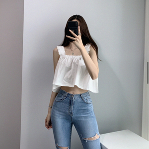 프릴 크롭 블라우스 뷔스티에