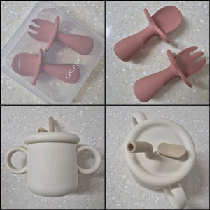 거의 새상품 이유식 스푼 포크/락앤락 실리콘컵 빨대컵 이미지