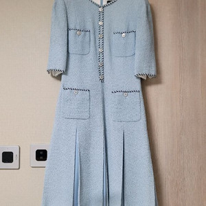 (2회 착용) 미샤 하늘색 트위드 원피스(사이즈55)