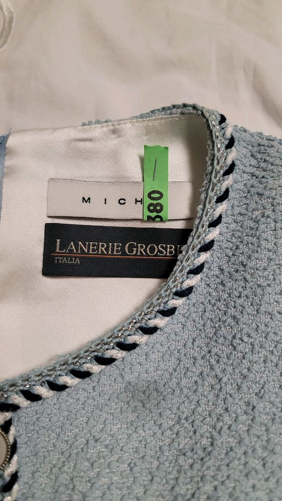 (2회 착용) 미샤 하늘색 트위드 원피스(사이즈55)--2