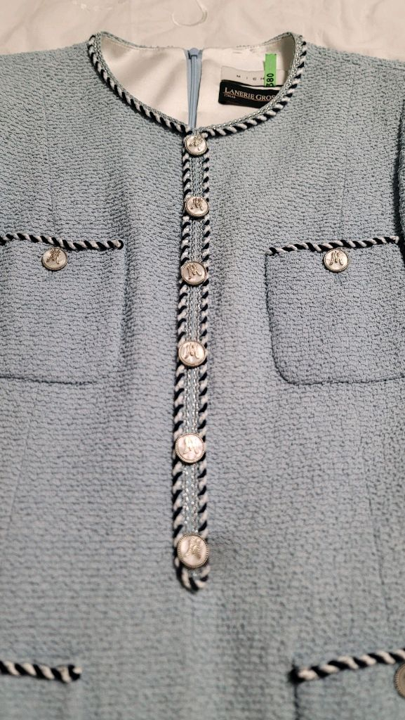 (2회 착용) 미샤 하늘색 트위드 원피스(사이즈55)--4