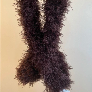 브라운 퍼 털실 머플러