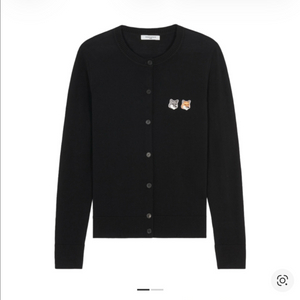 메종키츠네 더블 폭스 헤드 패치 라운드넥 가디건 블랙 이미지