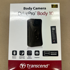 트랜센드 현장 녹화 보안용 바디캠 TS64GDPB10C DrivePro Body 10 블랙 미개봉 새상품