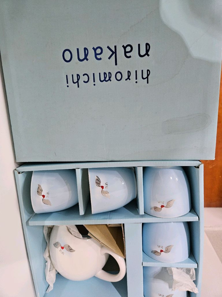 히노미치 나카노 블루 다기찻잔 셋트 구하기 어려운 색상--1