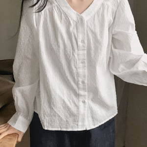 [새상품] 98도씨 파르페 브이넥 블라우스 아이보리 이미지